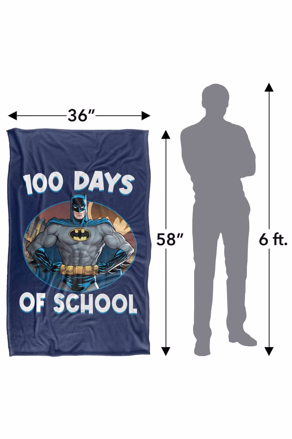 Warner Bros. Batman 100 Days of School Super Soft Fleece Throw Blanket, Multicolour, W: 127.0 cm x D: 152.4 cm x H: 152.4 cm – 8