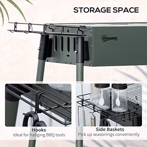 Outsunny Portable Charcoal Barbecue Grill in Green – 5