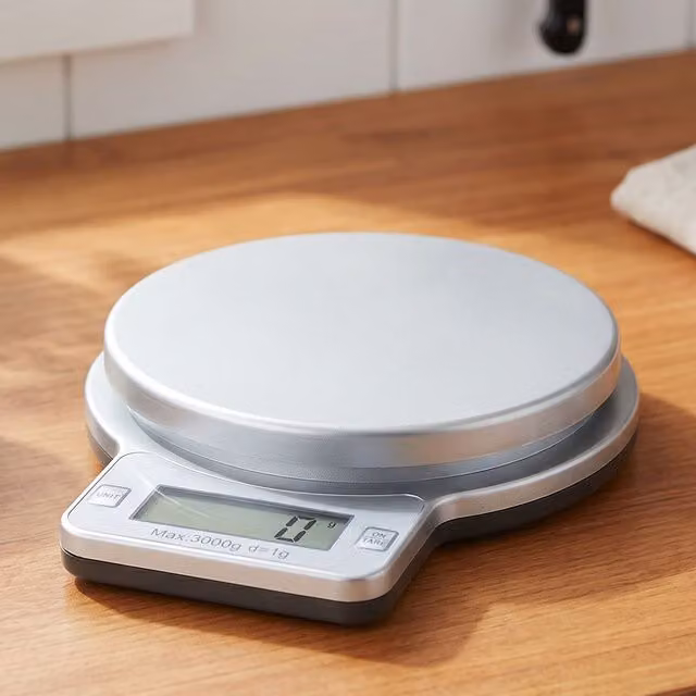 Orsina Compact Round Digital Kitchen Scale, 3kg Capacity, Silver – 2