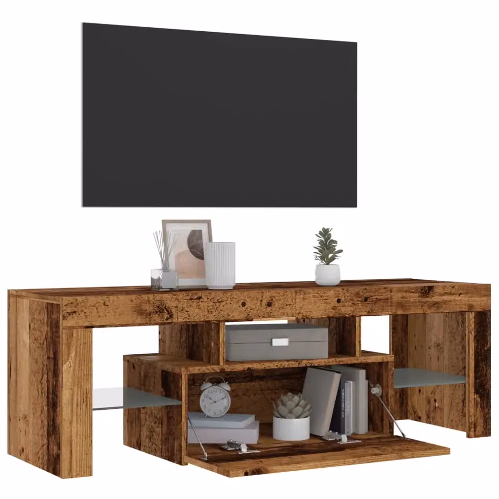 Berkfield Home Modern TV Cabinet with Integrated LED Lights in Brown, W: 120 cm, D: 40 cm, H: 36.5 cm – 5