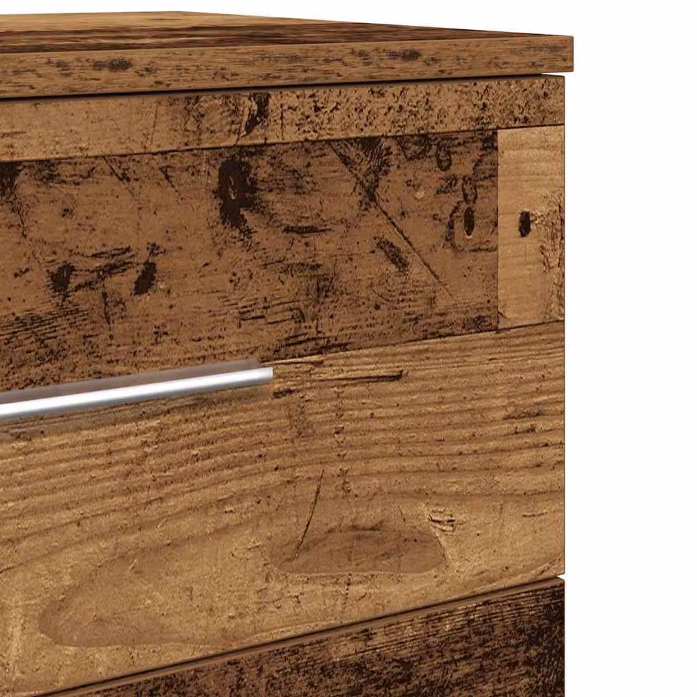 Berkfield Home Durable Bedside Cabinet with 2 Drawers in Brown Old Wood, W/D/H: 40 x 36 x 50 cm – 7