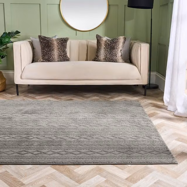 OHS Grey Cable Knit Non-Slip Jacquard Rug, W/D/H: 160 x 230 cm – 1