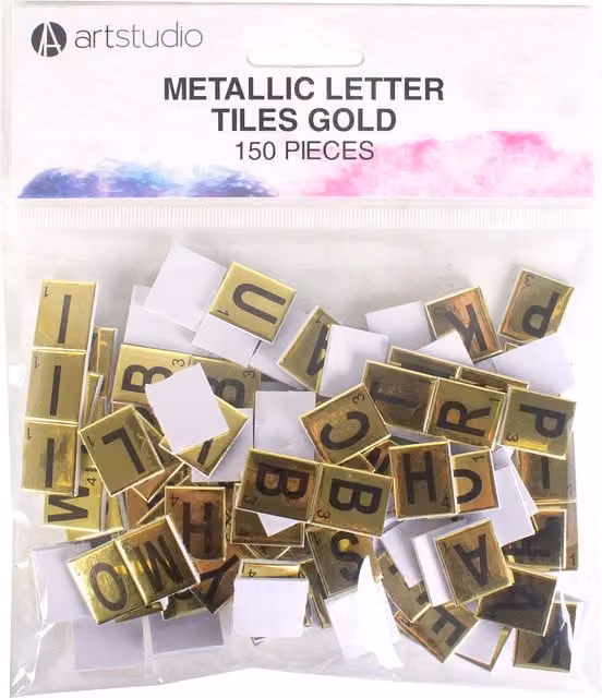 Artstudio Pack of 150 Metallic Letter Tiles in Gold