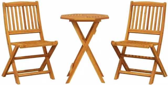 Berkfield Home 3 Piece Folding Bistro Set in Brown Oiled Solid Acacia Wood