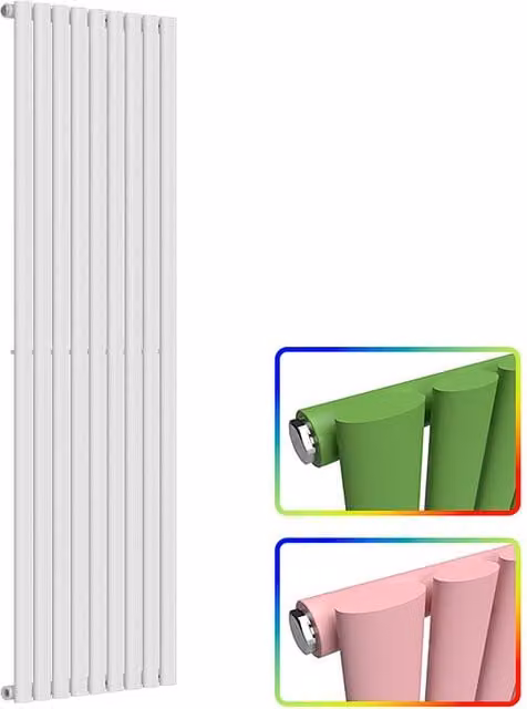 Lux Heat Oval Coloured Vertical Steel Radiator in Multicolour, H: 160 cm, W: 54 cm