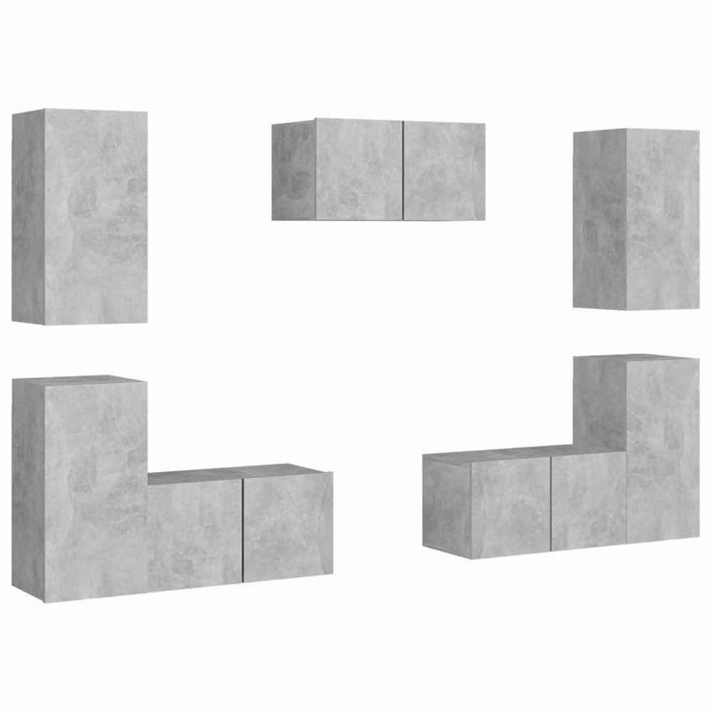 Berkfield Home 7 Piece Modern Wall Mounted TV Cabinet Set in Concrete Grey Engineered Wood – 2