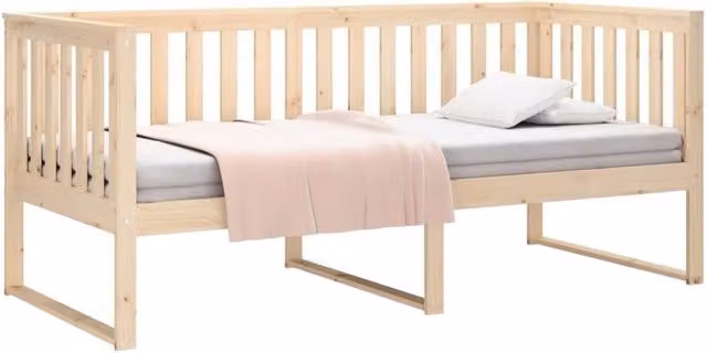 Berkfield Home Beautiful Day Bed in Solid Pine Wood, Beige, W/D/H: 200 x 100 x 90 cm