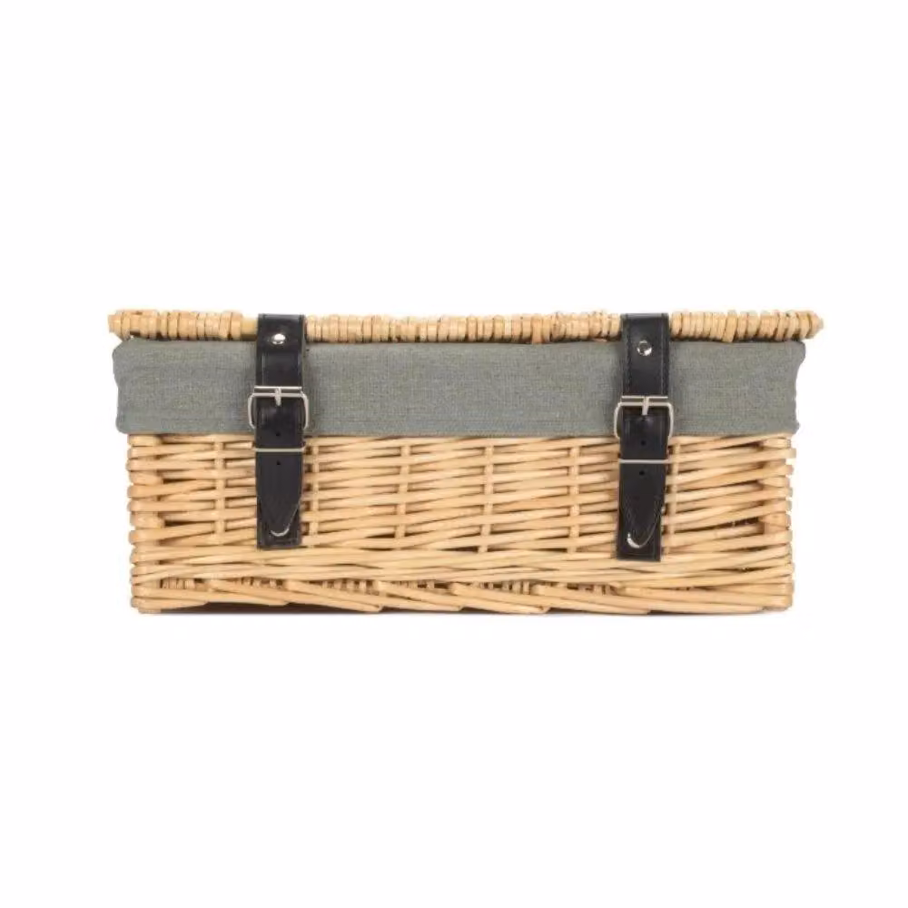 Red Hamper Grey Buff Wicker Empty Picnic Basket with Handles W: 36 cm – 2