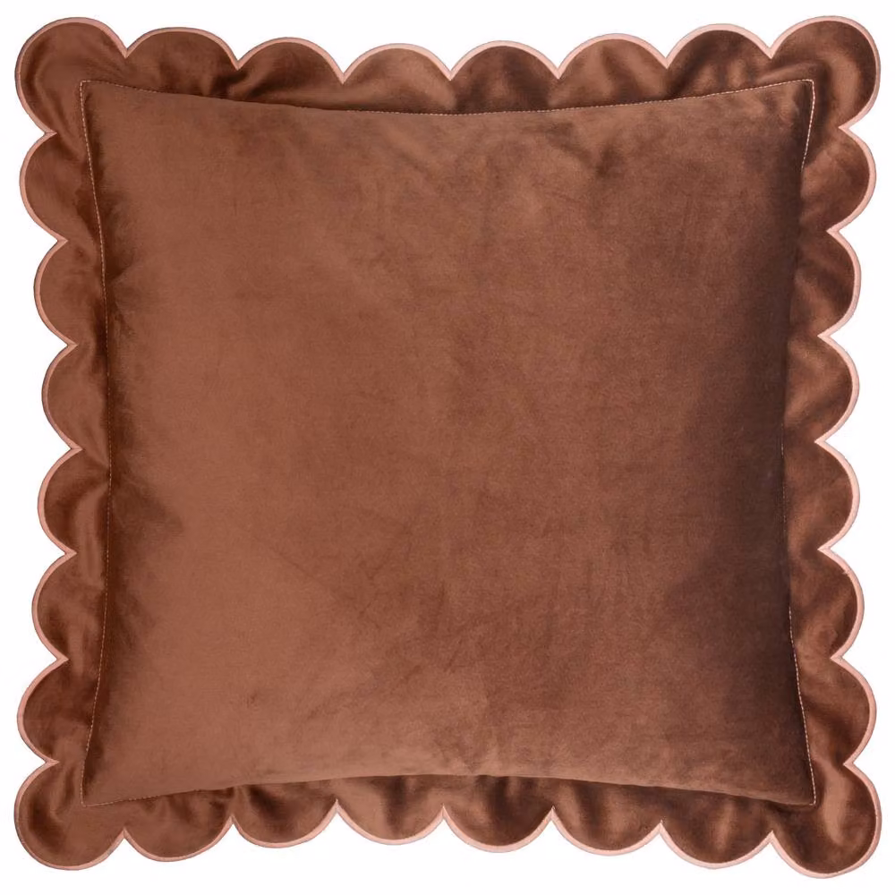 furn Lil Scallop Velvet Decorative Cushion in Brown, W x D: 45 x 45 cm – 2