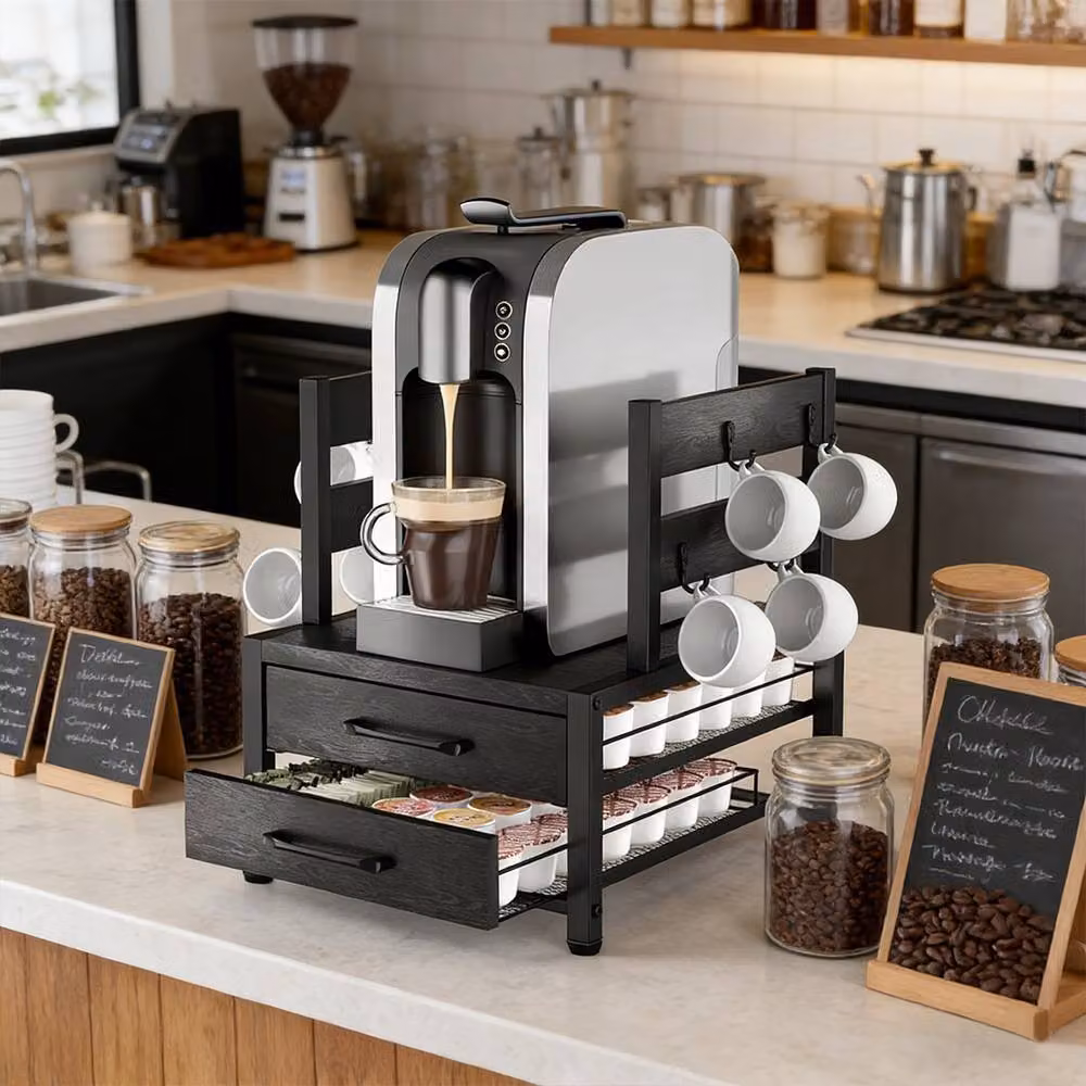 Ventryn Black Coffee Pod Organizer Rack Countertop Storage Holder – 5