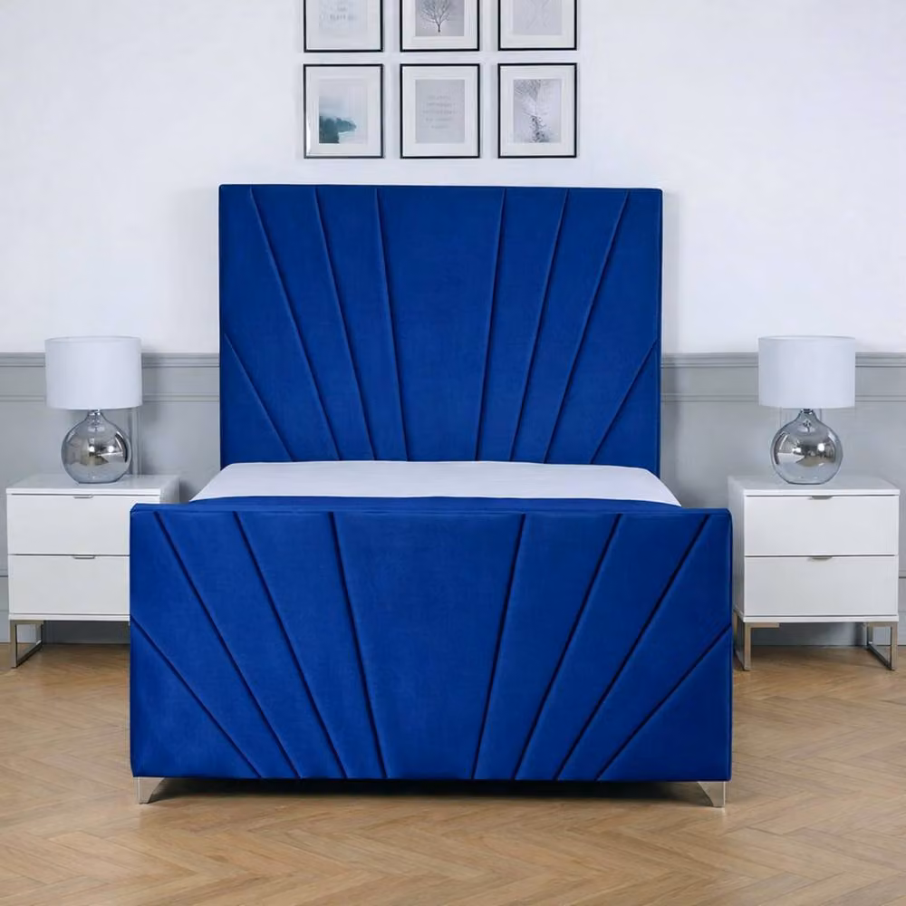 Living Comfort Bedz Lumina Blue Velvet Upholstered Gas Lift Storage Bed, W/D/H: 180 x 200 cm – 2