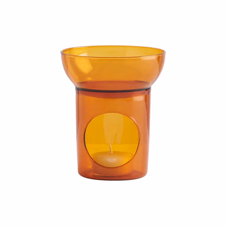 Maison Balzac Amber Glass Tabletop Essential Oil Burner in Orange