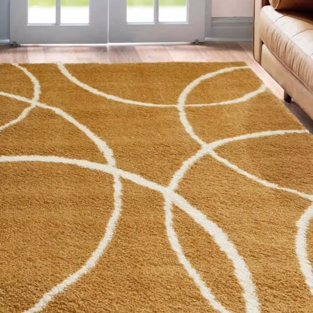 THE RUGS Snug Collection Shaggy Bubbles Design Rug in Yellow, W: 290 cm, D: 200 cm
