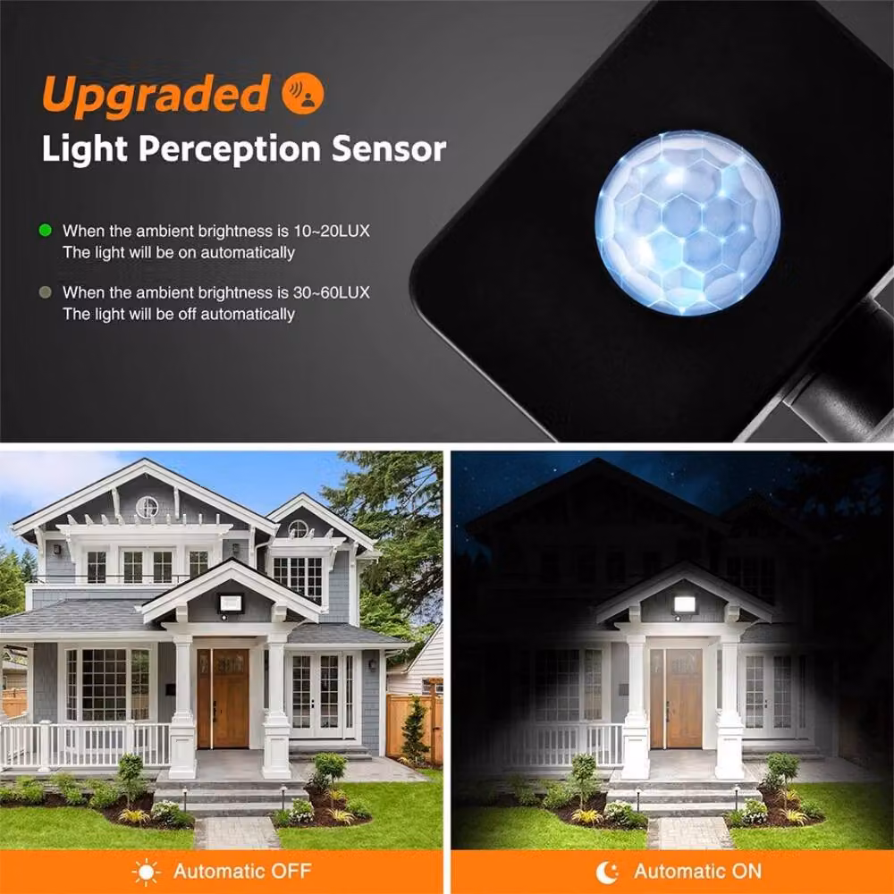 Kelvenix 20W PIR Motion LED Floodlight, 6500K Cool White Outdoor Security Lamp in Black – 6
