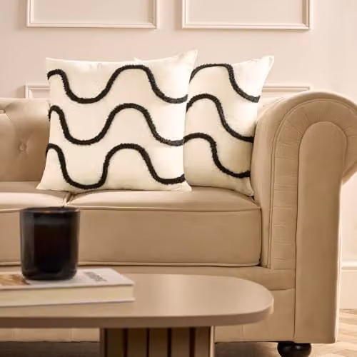 OHS Tufted Wave Cushion Covers in Monochrome Black and White – 2