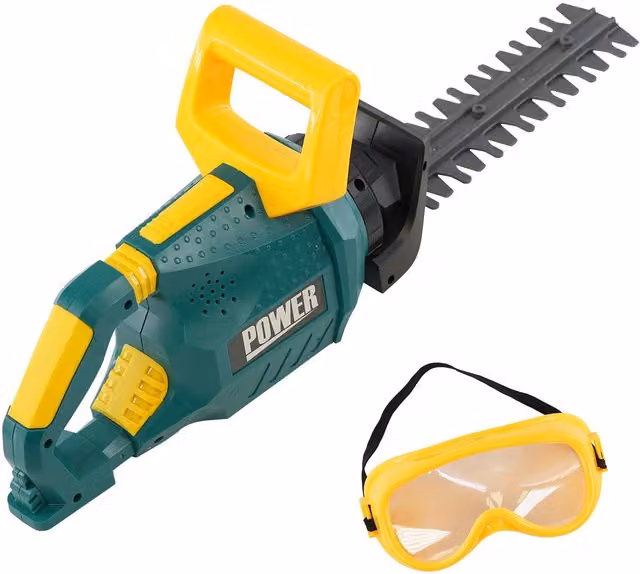 The Magic Toy Shop Kids Garden Hedge Trimmer Toy with Safety Goggles in Green