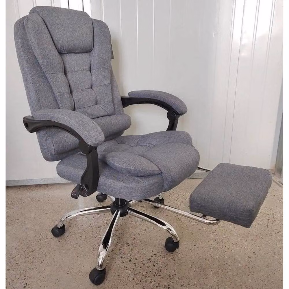 FORGEVIO Grey Fabric Executive Office Chair with Headrest and Armrests – 3