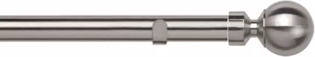 New Edge Blinds 28mm Metal Eyelet Curtain Pole Set with Sphere Finial in Silver, Width: 380 cm – 1