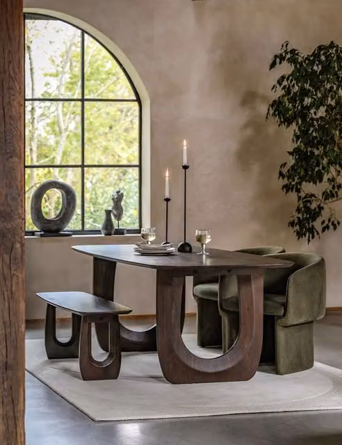 Gallery Direct Arc Rectangular Mango Wood Dining Table in Brown