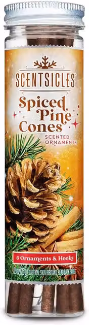 Premier Decorations Scented Hanging Scenticles Spiced Pine Cones, 6 Pieces, Orange and Brown