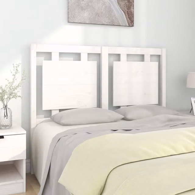 Berkfield Home White Solid Pine Wood Bed Headboard, W: 125.5 cm, D: 4 cm, H: 100 cm