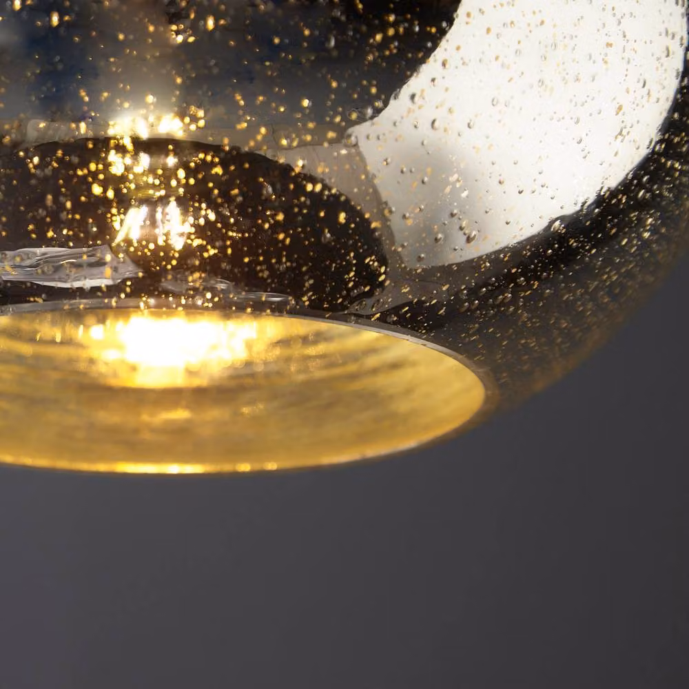 First Choice Lighting Candra Black and Chrome Bubbled Mercury Glass Pendant Light in Silver – 4