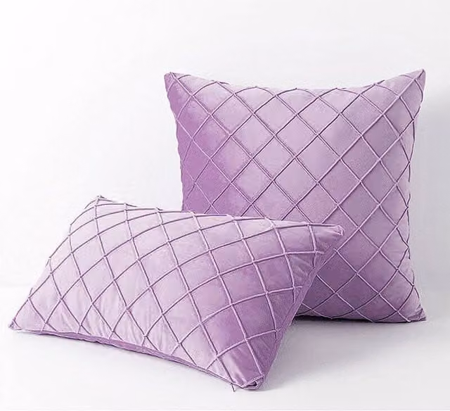 YnysTec Velvet Check Cushion Cover in Lavender Purple, W/D/H: 40 x 40 x 1 cm