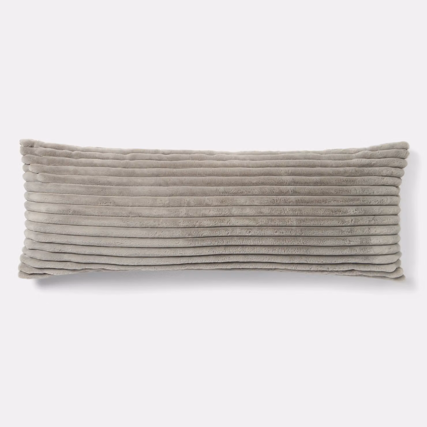 OHS Grey Ribbed Faux Fur Bolster Pillow for Maternity Support and Side Sleeping, W: 125 cm, D: 45 cm – 2