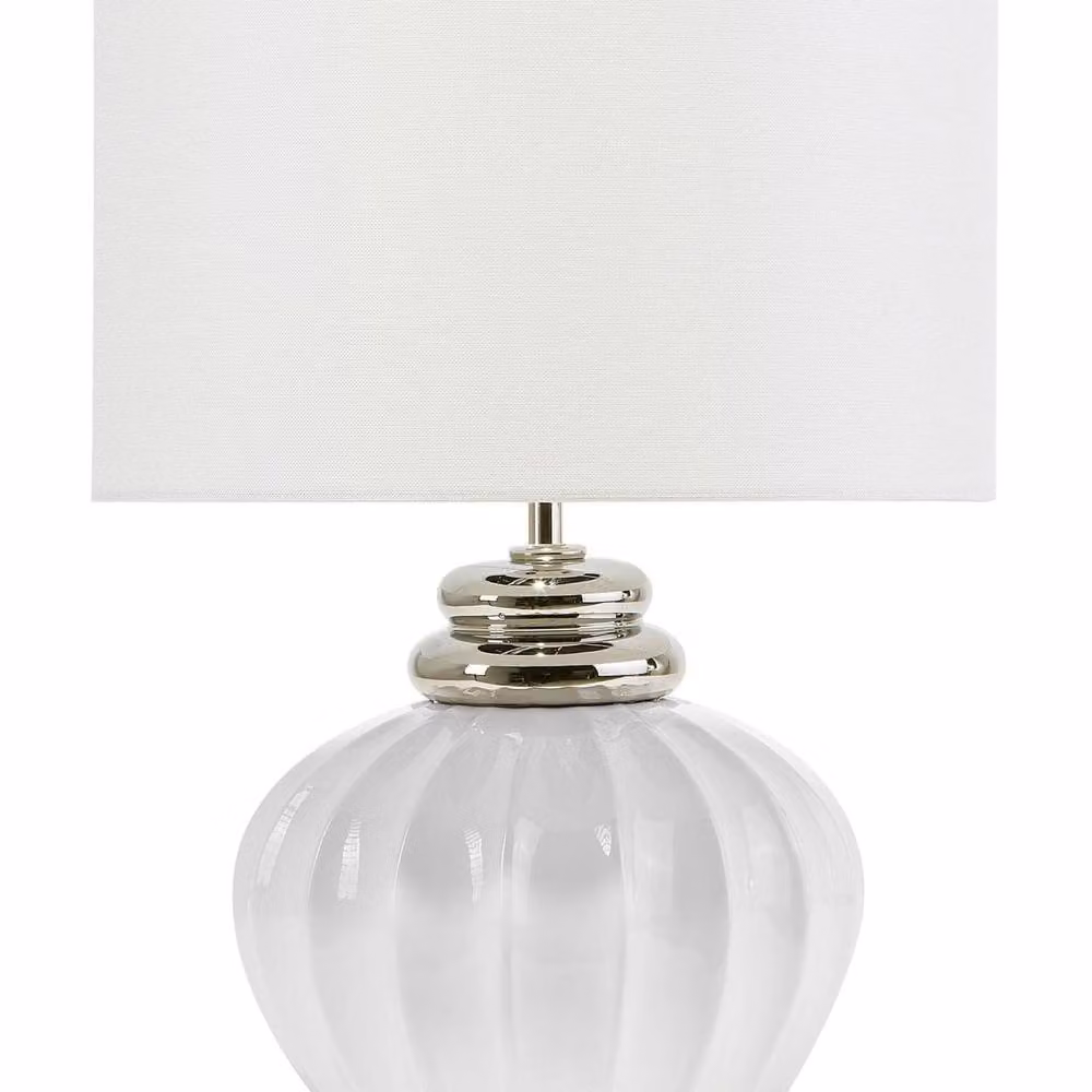 Wyld and Coco Classic Bedside Lamp with White Ceramic Base and White Fabric Cylinder Shade – 2