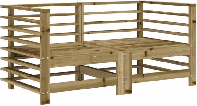 Berkfield Home 2-Piece Rustic Brown Impregnated Pine Wood Garden Corner Sofa Set