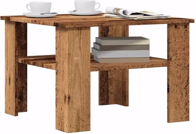 Berkfield Home Square Coffee Table in Brown Rustic Wood Finish, W/D/H: 60 x 60 x 42 cm – 1