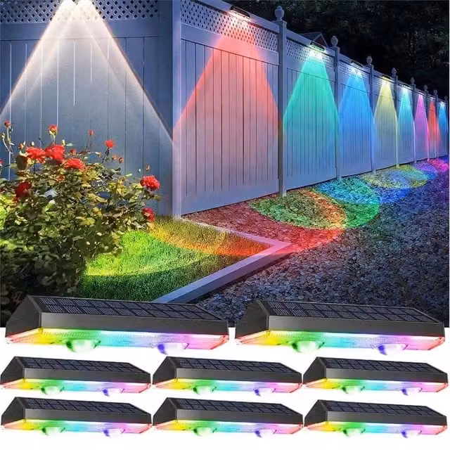 EONLION 8-Piece Solar Powered LED Outdoor Lights in Black for Garden, Wall and Fence Accent – 1