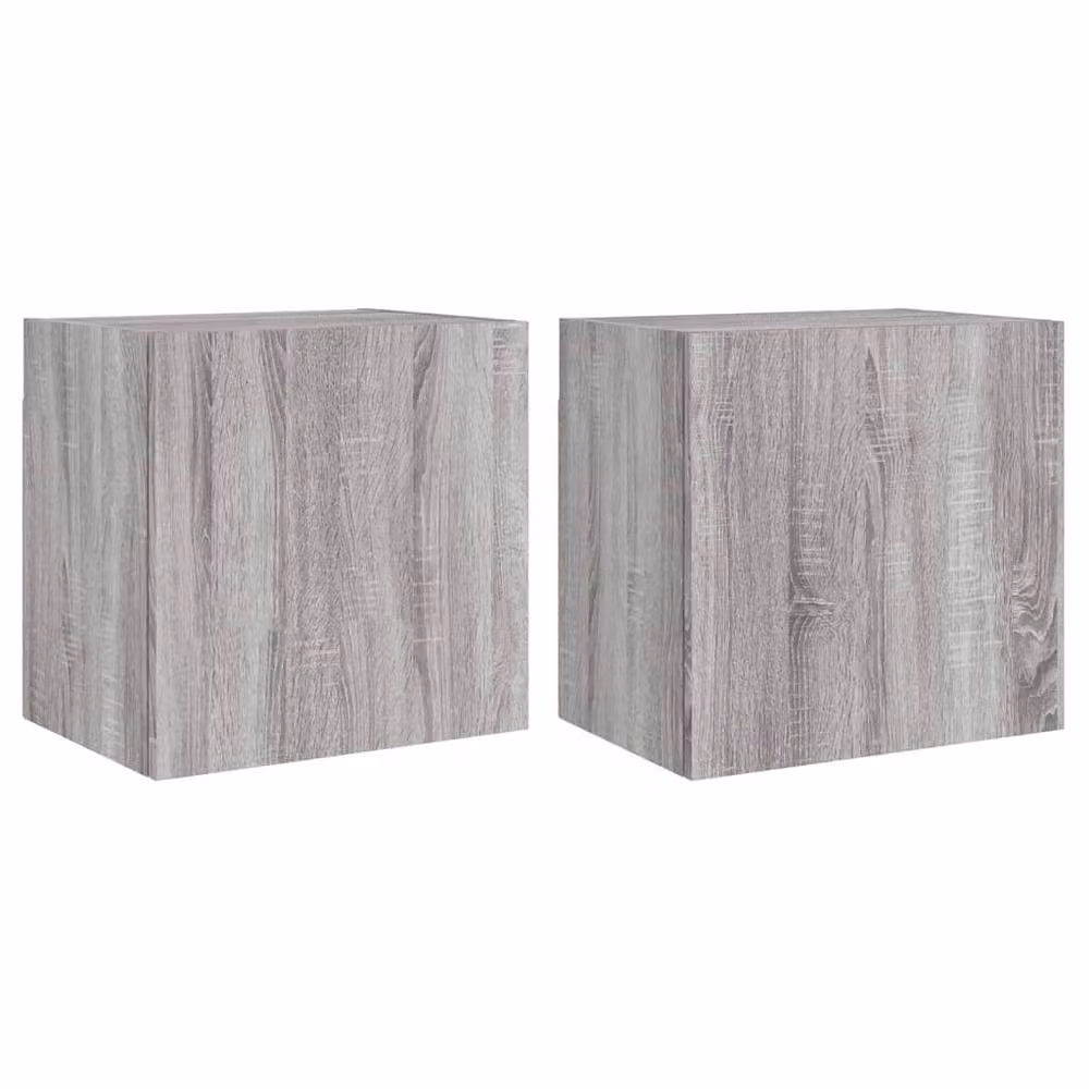 Berkfield Home Set of 2 Modern Grey Sonoma TV Wall Cabinets in Engineered Wood, W/D/H: 40.5 x 30 x 40 cm – 2