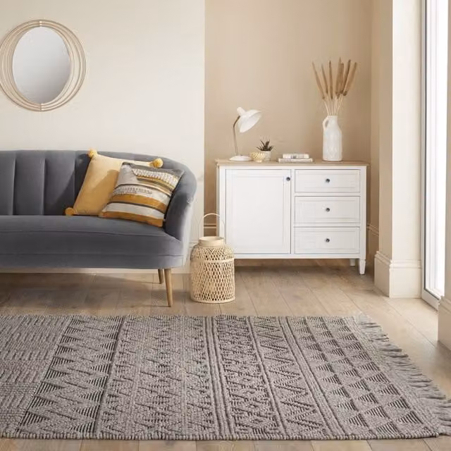 The Rug Shop UK Grey Modern Geometric Kilim Flat Weave Area Rug, W: 200 cm, D: 280 cm – 1