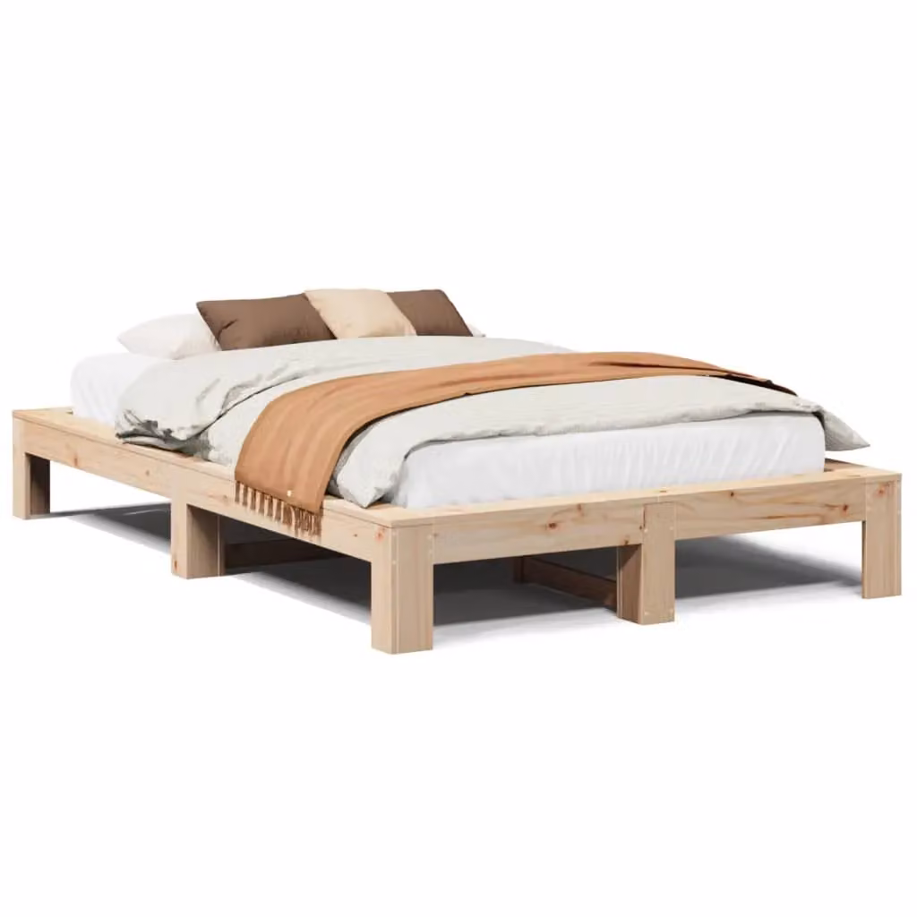 Berkfield Home Small Double Solid Wood Pine Bed Frame, Brown, W/D/H: 120 x 190 cm – 2