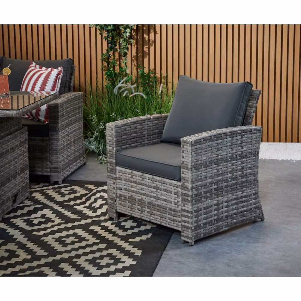 Furniture Maxi 6-Seater Grey Rattan Garden Sofa Set with Lift-Up Glass Dining Table – 2