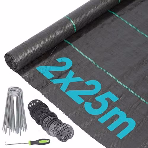 Harbour Housewares Black Heavy Duty Weed Control Membrane for Ornamental and Vegetable Gardens