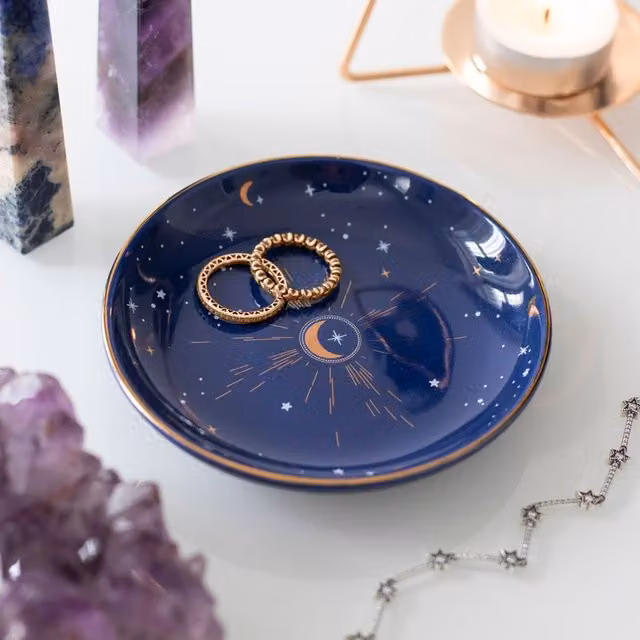 Kingsbury Gifts Blue and White Ceramic Round Trinket Plate