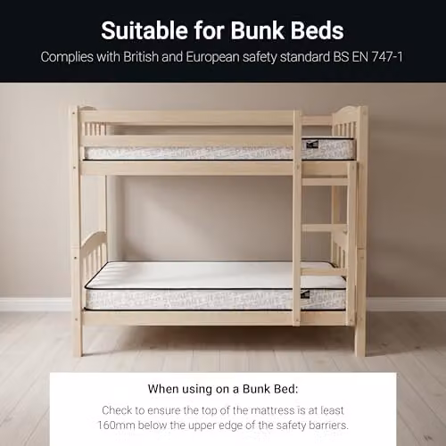 Jay-Be Childrens Pocket Spring Mattress in White and Black, W/D/H: 90 x 190 x 16 cm – 3
