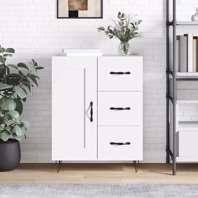 Berkfield Home White Classic Sideboard in Engineered Wood W/D/H: 69.5 x 34 x 90 cm – 1