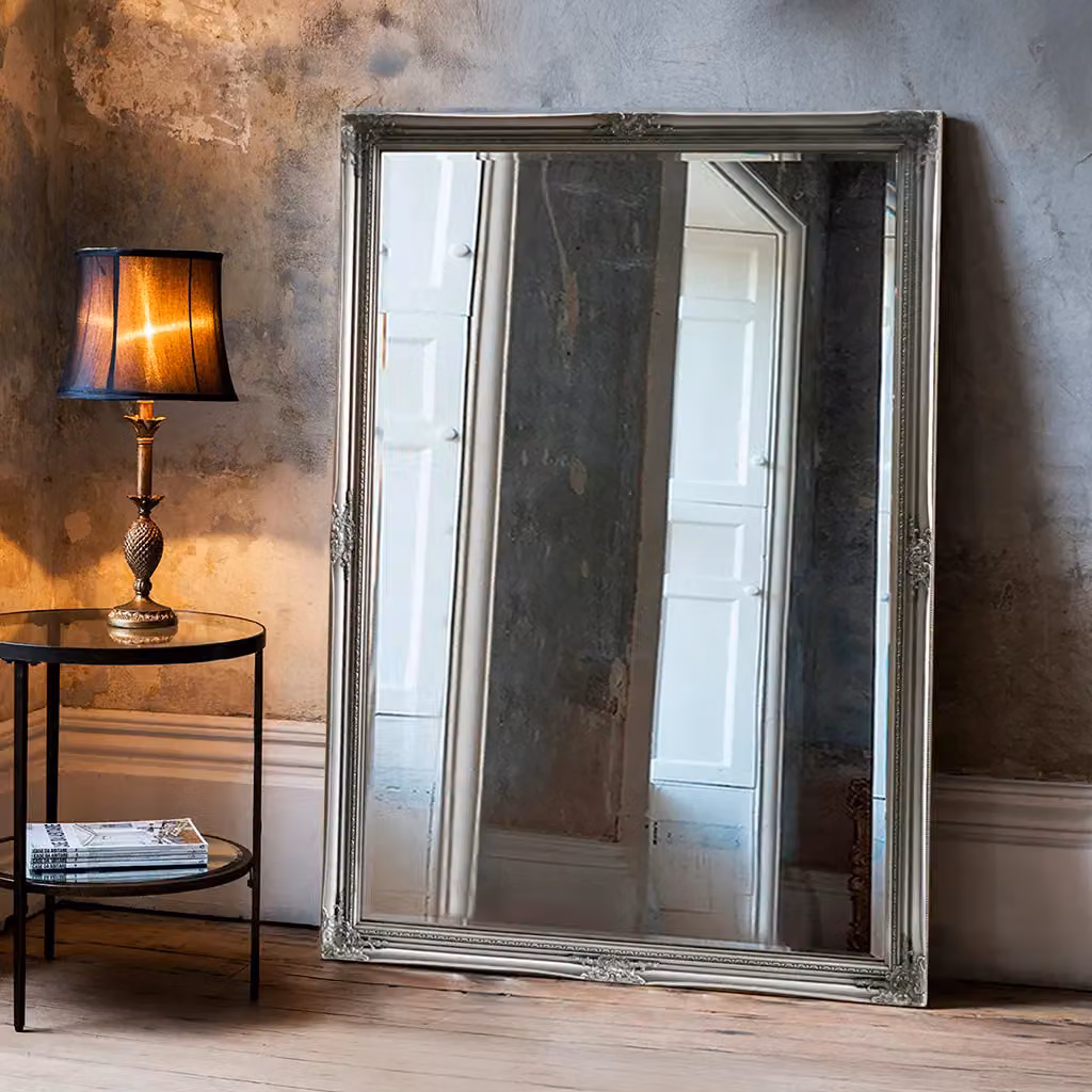 Agenzia 14 Antique Silver Ornate Rectangular Wall Mirror, W/H: 140 x 109 cm – 5