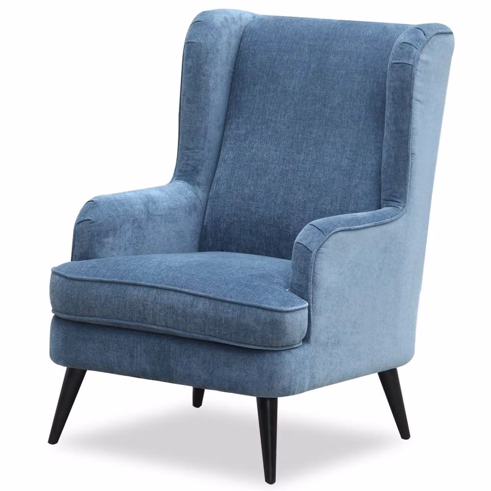 Wyld Haus Trenton Blue Velvet High Back Wing Armchair – 2