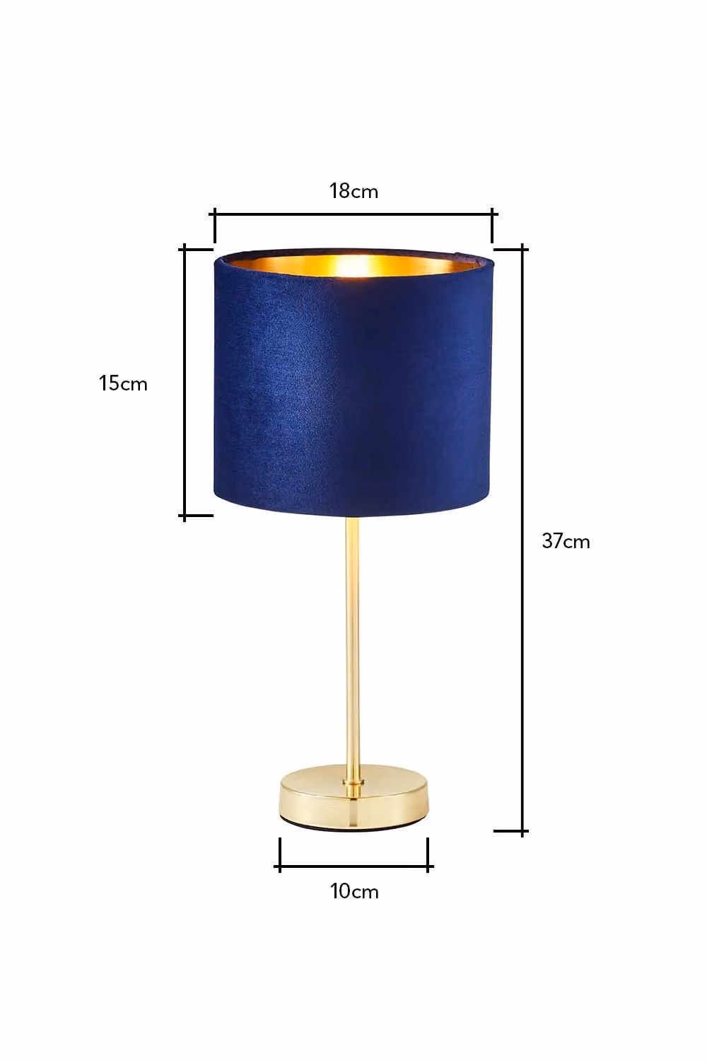 BHS Lighting Modern Blue Fabric Table Lamp with Gold Brass Base – 4