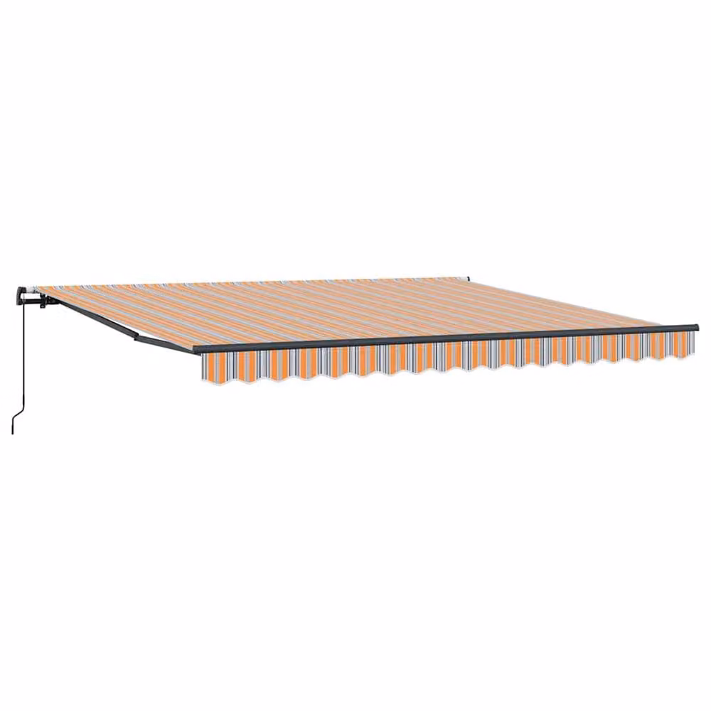 Berkfield Home Manual Retractable Folding Arm Awning, Multicolour Orange Stripe, W: 400 cm, D: 300 cm – 3