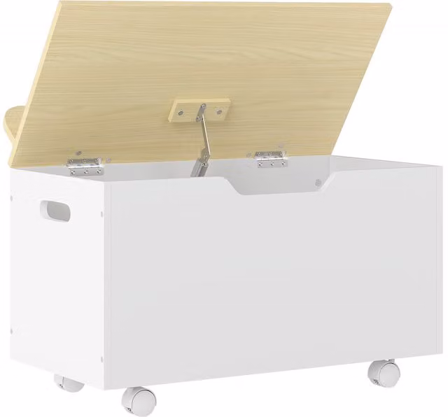 AIYAPLAY White Toy Box with Lid and Castors, MDF Toddler Storage Organiser for Playrooms and Bedrooms