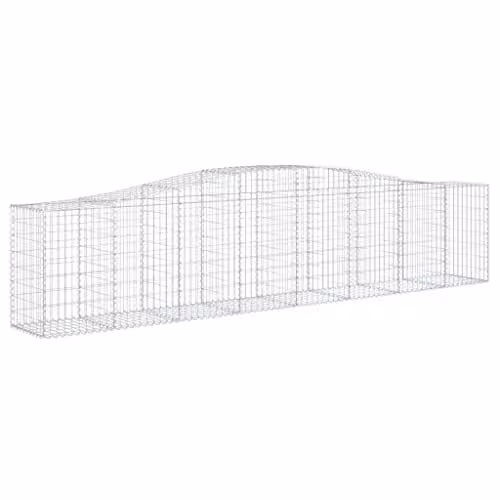 vidaXL Arched Gabion Baskets, 10 Pieces, Silver Galvanised Steel, W/D/H: 400 x 50 x 80/100 cm