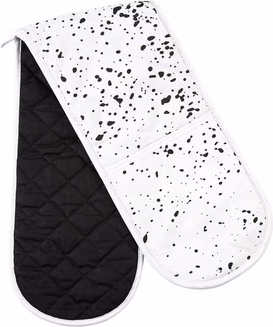 Orsina Double Oven Glove in Black and White with Quilted Heat Protection