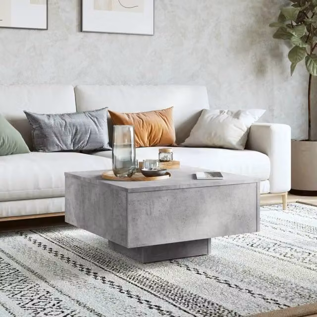 Berkfield Home Modern Square Coffee Table in Concrete Grey, W/D/H: 60 x 60 x 31.5 cm