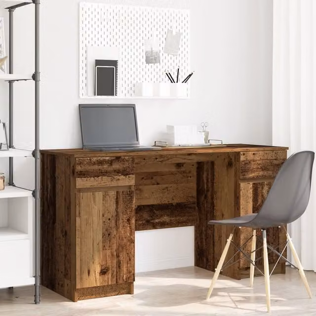 Berkfield Modern Writing Desk in Brown, W/D/H: 140 x 49 x 76 cm