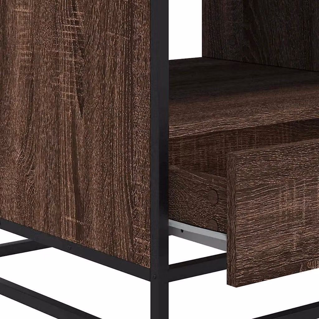 Berkfield Home Industrial Coffee Table in Brown Oak, W/D/H: 100 x 50 x 45 cm – 4